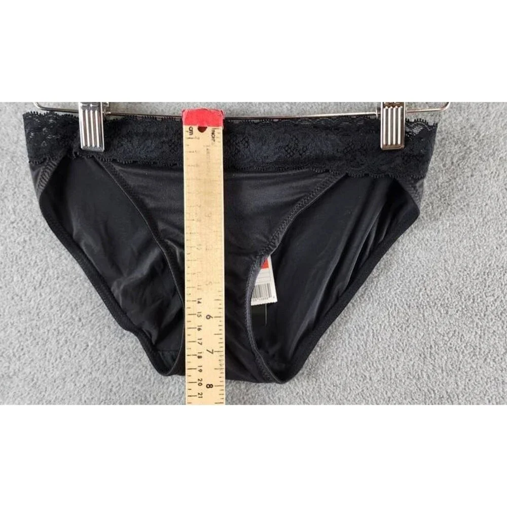 Natori Discreet Bikini Underwear Women XS Black Solid Elastic Waist Pull On